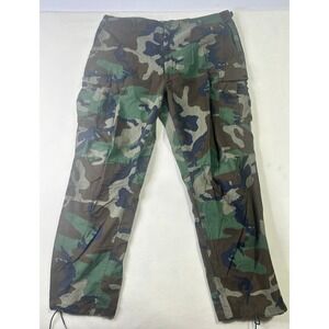 Vintage Woodland Camo Cargo Pants Mens 48x31 Military Combat Trousers B55